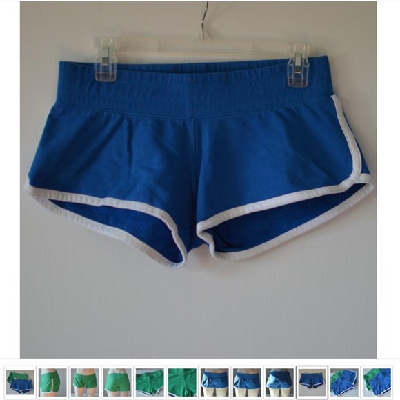 Running Shorts Hotpants Blue Green Lot of 2 100% Cotton Women sz M | Inseam 3" - Picture 8 of 9